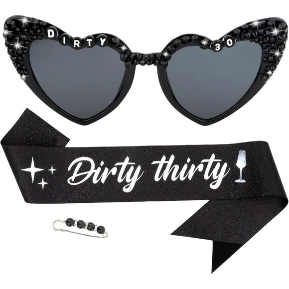 Accessories - Dirty Thirty Birthday Sash & Sunglasses Set for Women 30th Party Decorations